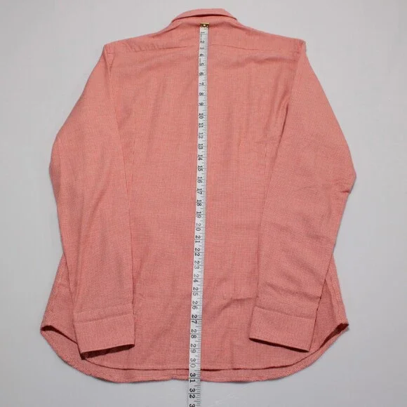 Caliban NWT Dress Shirt Size 40 15.75 Regular Fit in Orange Houndstooth Cotton